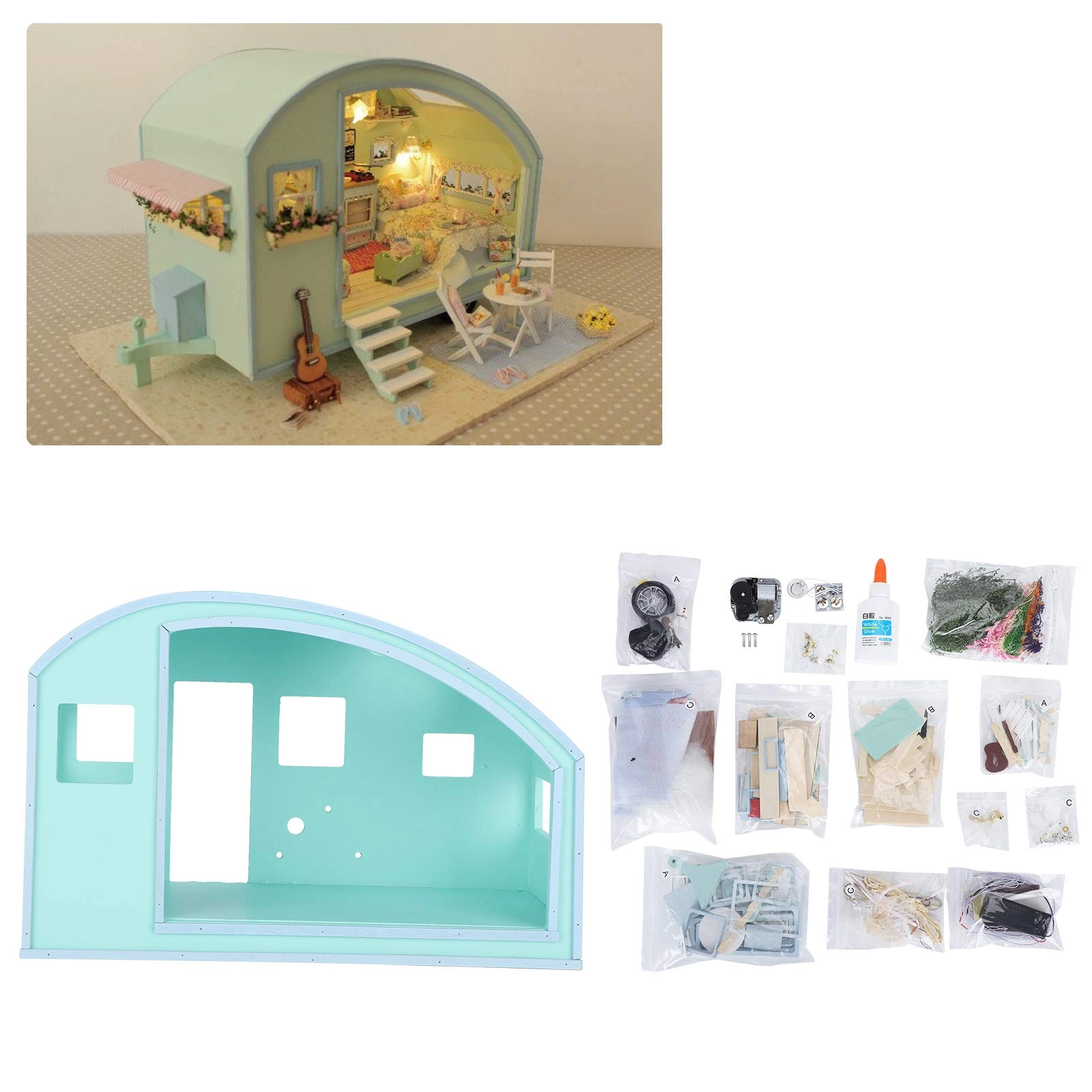 MAOINKL Miniature Dollhouse Kit - Wood Musical Movement