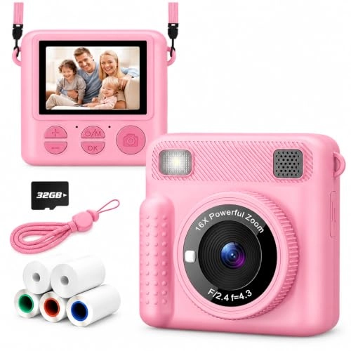 Instant Print Camera - 32GB 1080P Pink