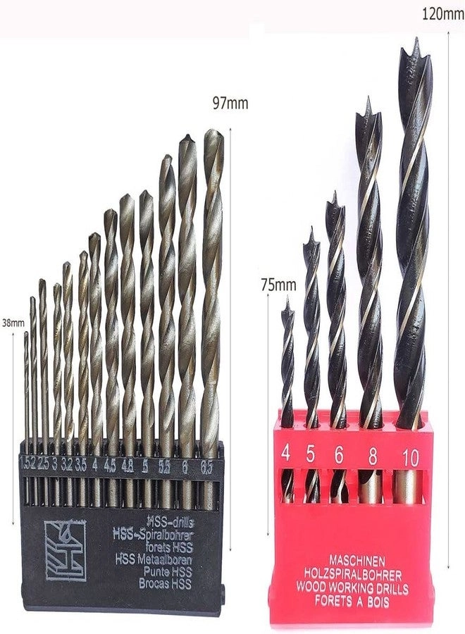 HSS drill bit - 1.5 to 10 + Wood drill bit set - Wood Pack of 2