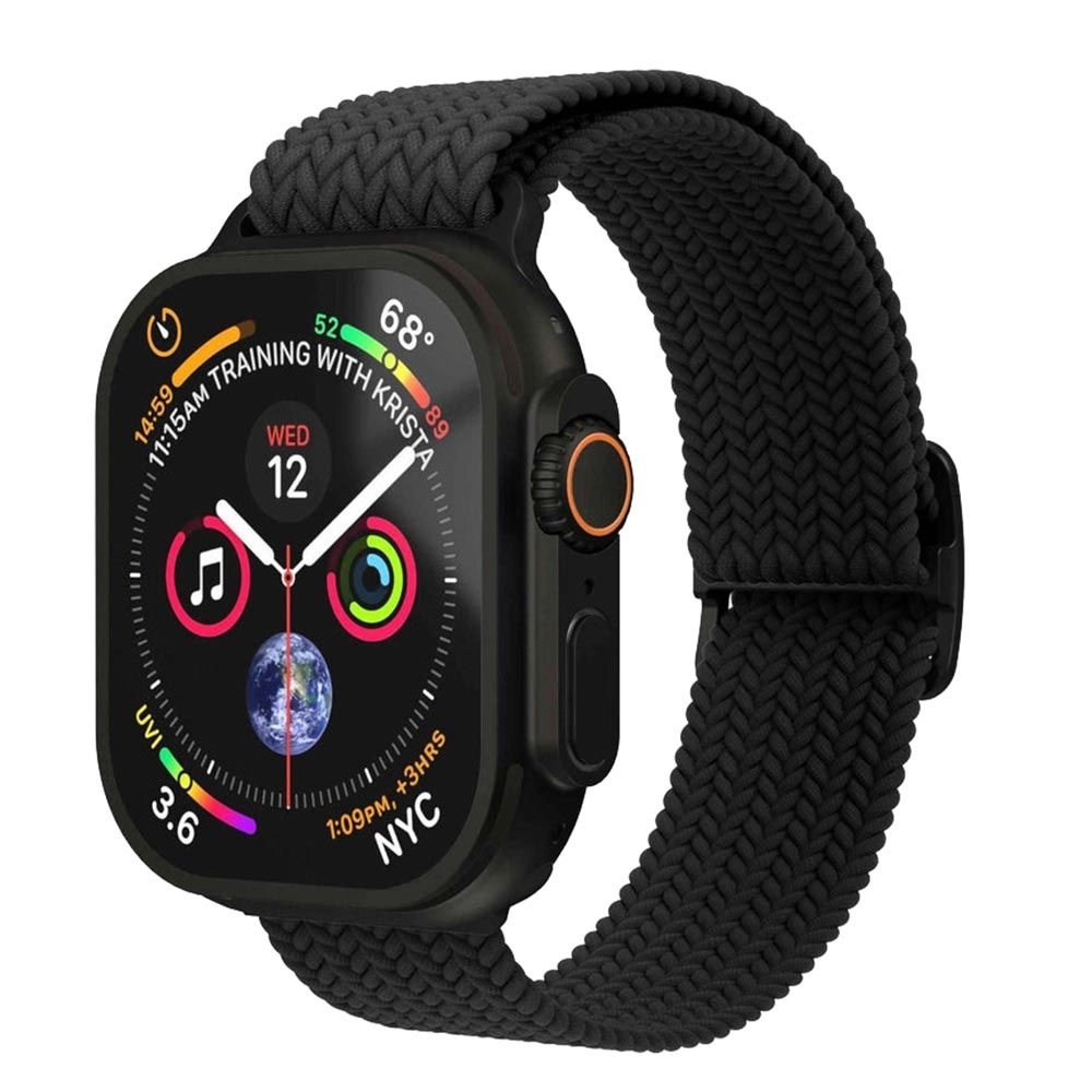 Vonmählen Watch Band for Apple Watch 44/45/46/49mm - braided nylon Stepless adjustable clasp Black One Size