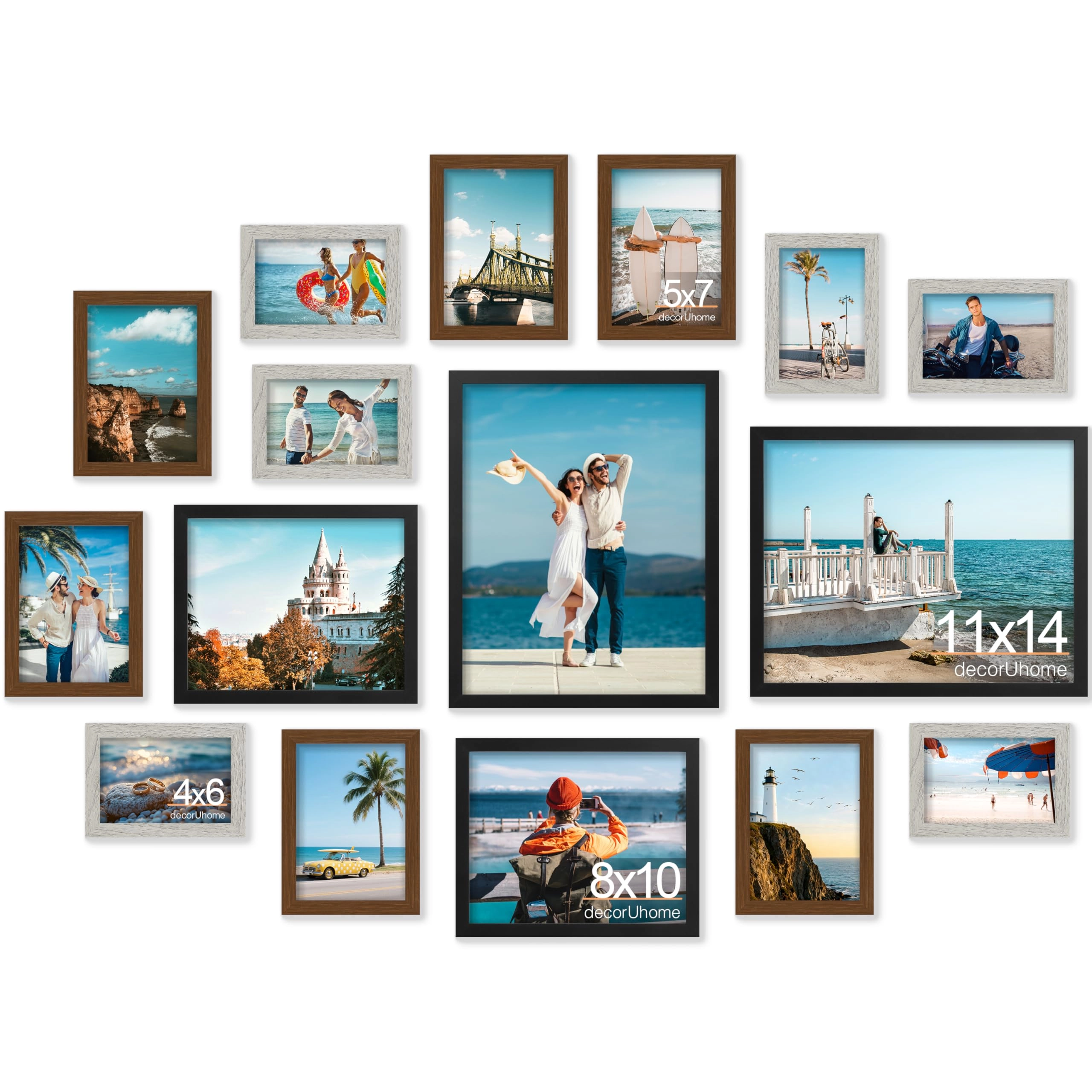 decoruhome Assorted Picture Frames Collage Wall Decor - 11x14 8x10 5x7 4x6