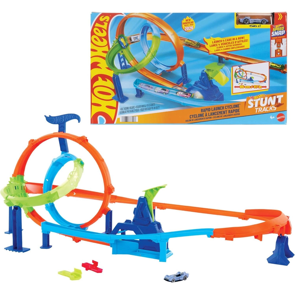 Hot Wheels Stunt Tracks Mega Cyclone Track Set - Includes 1 vehicle Speed Snap compatible