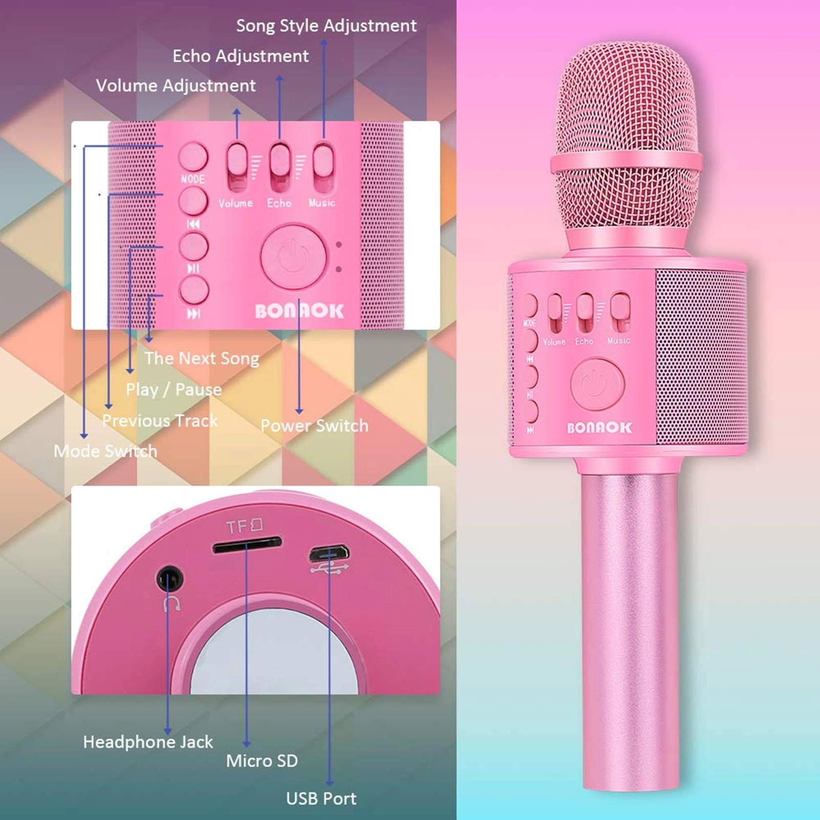 Q37 Wireless+3.5mm-Mini-Jack+USB Microphone