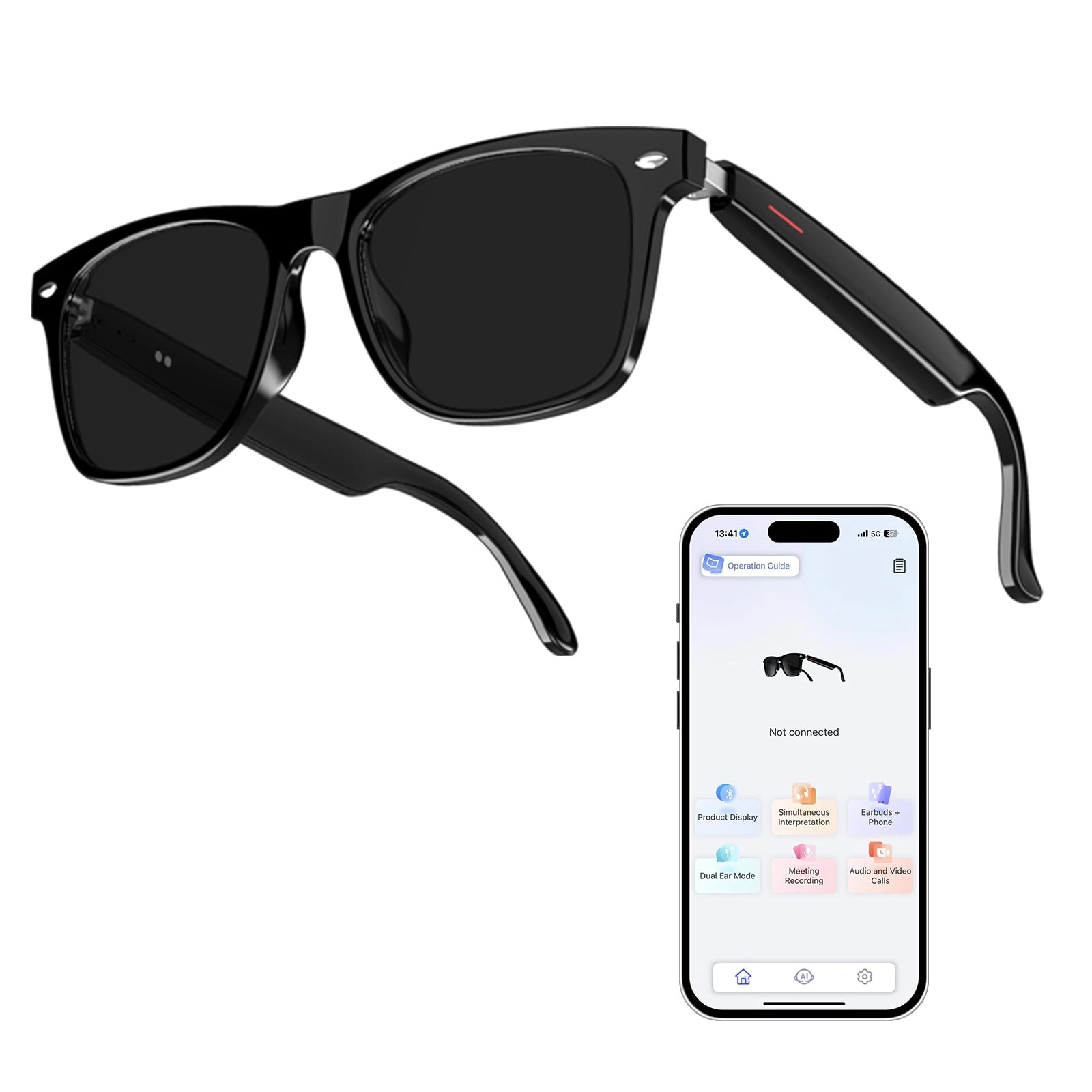WGP AI Smart Glasses - AI Translation 110+ Languages Bluetooth