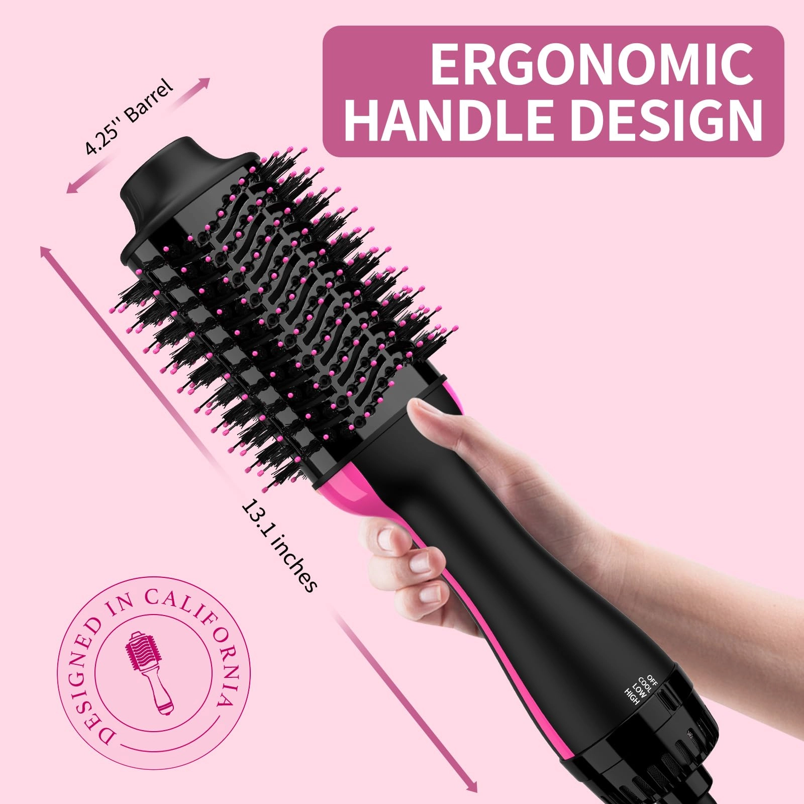 Hair Dryer Brush - Dual Voltage 1200W Negative Ion