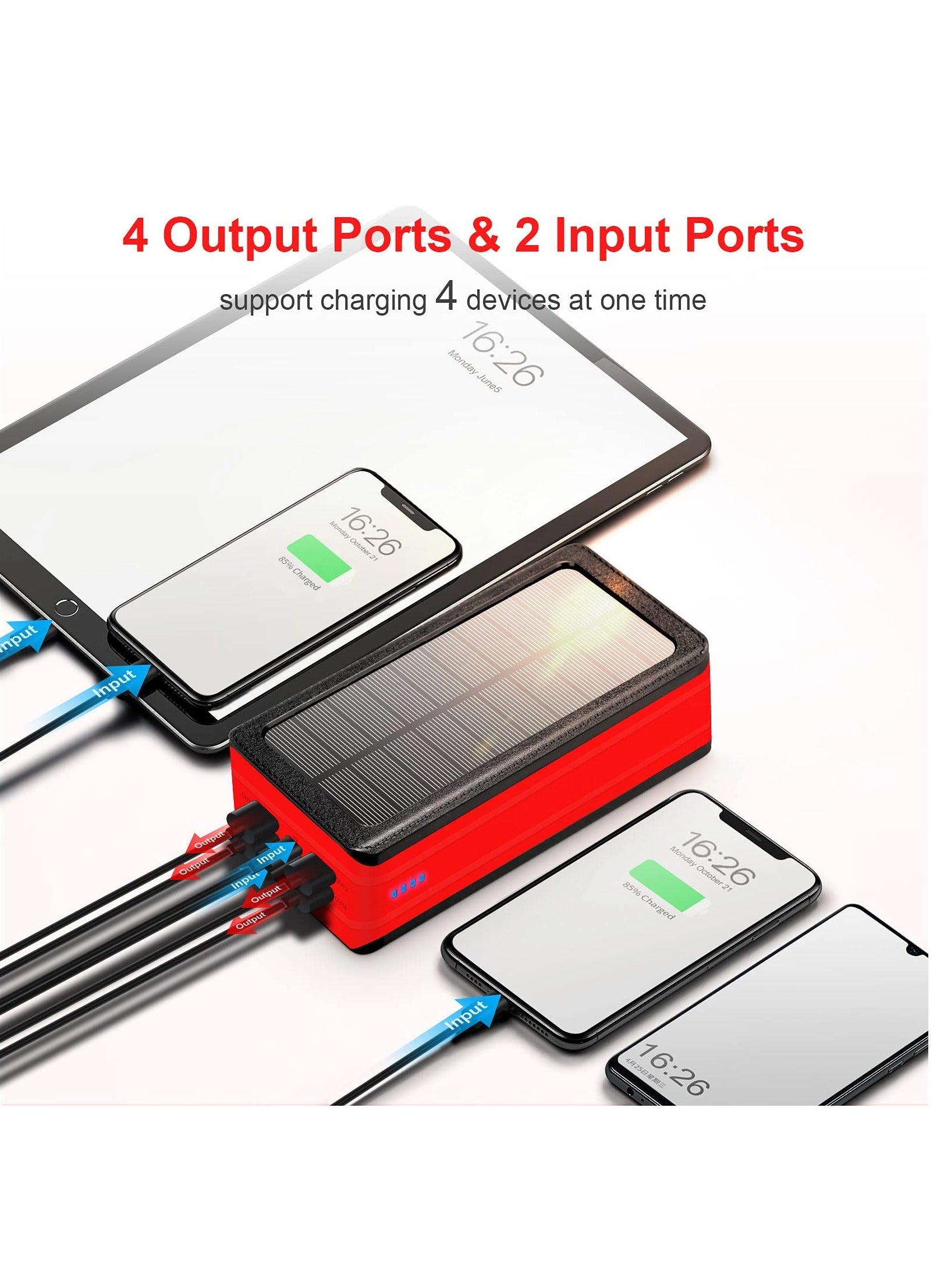 Solar Powerbank - 100000mAh 4 USB Qi