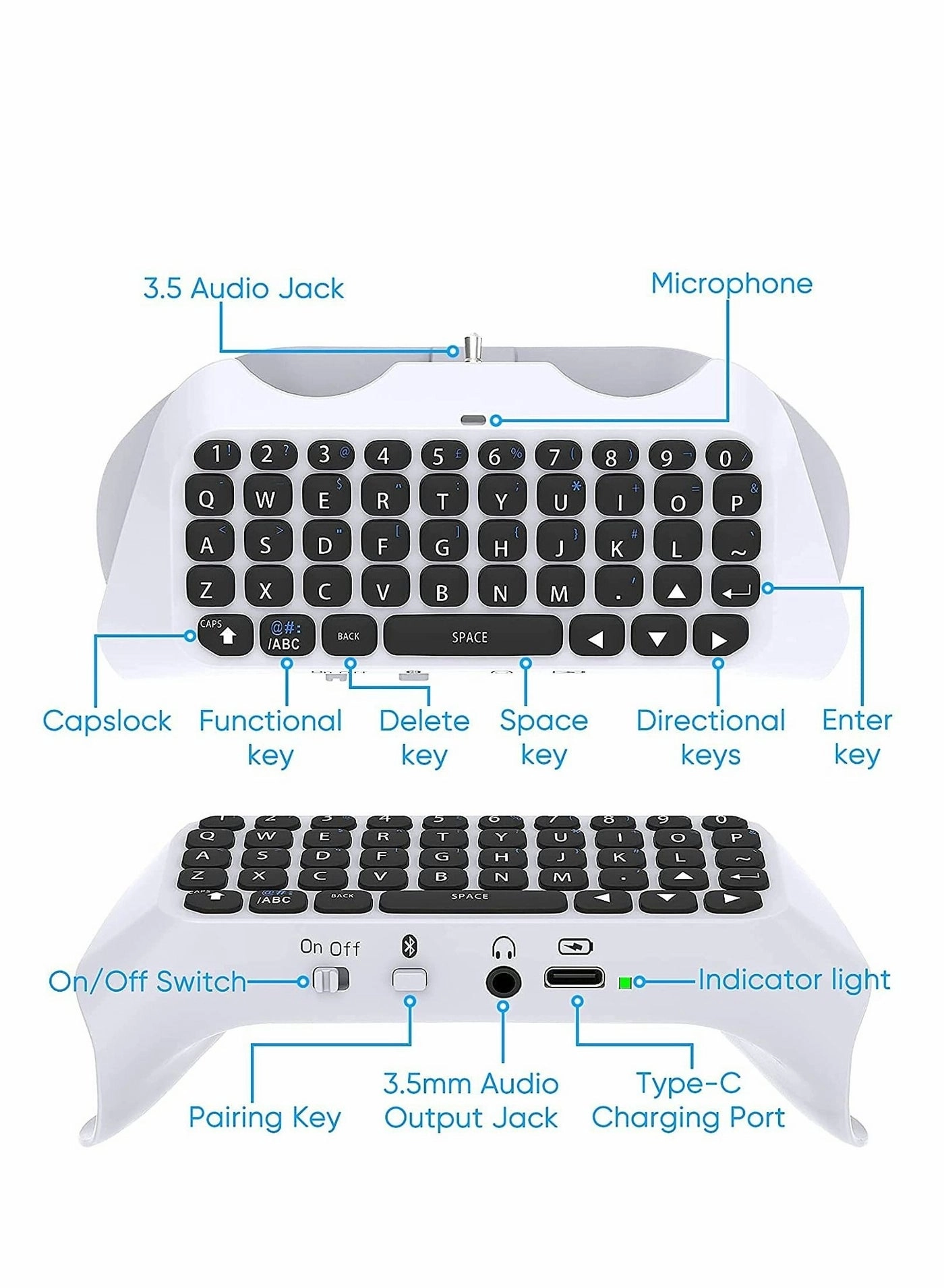 Wireless Keyboard for PS5 Controller - Bluetooth 3.0 PS5