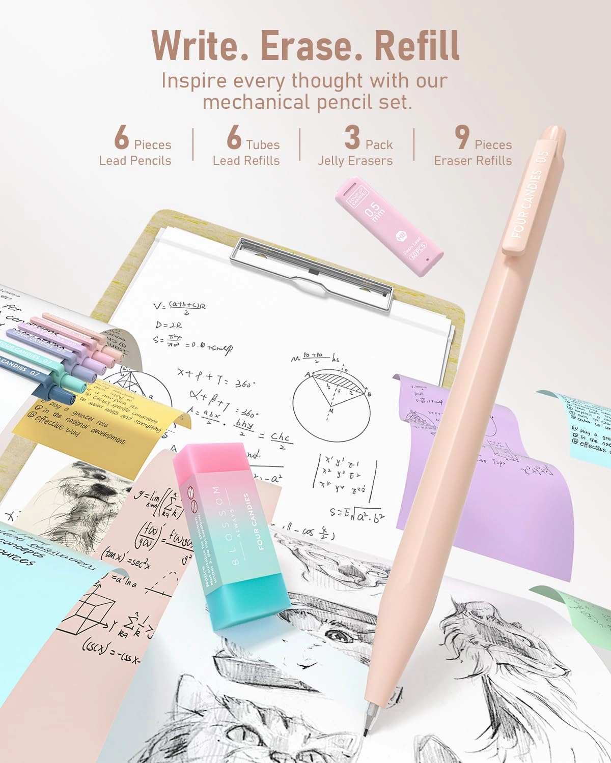 Aesthetic School Supplies - 39.0 Count 0.5mm, 0.7mm, 0.9mm Millimeters