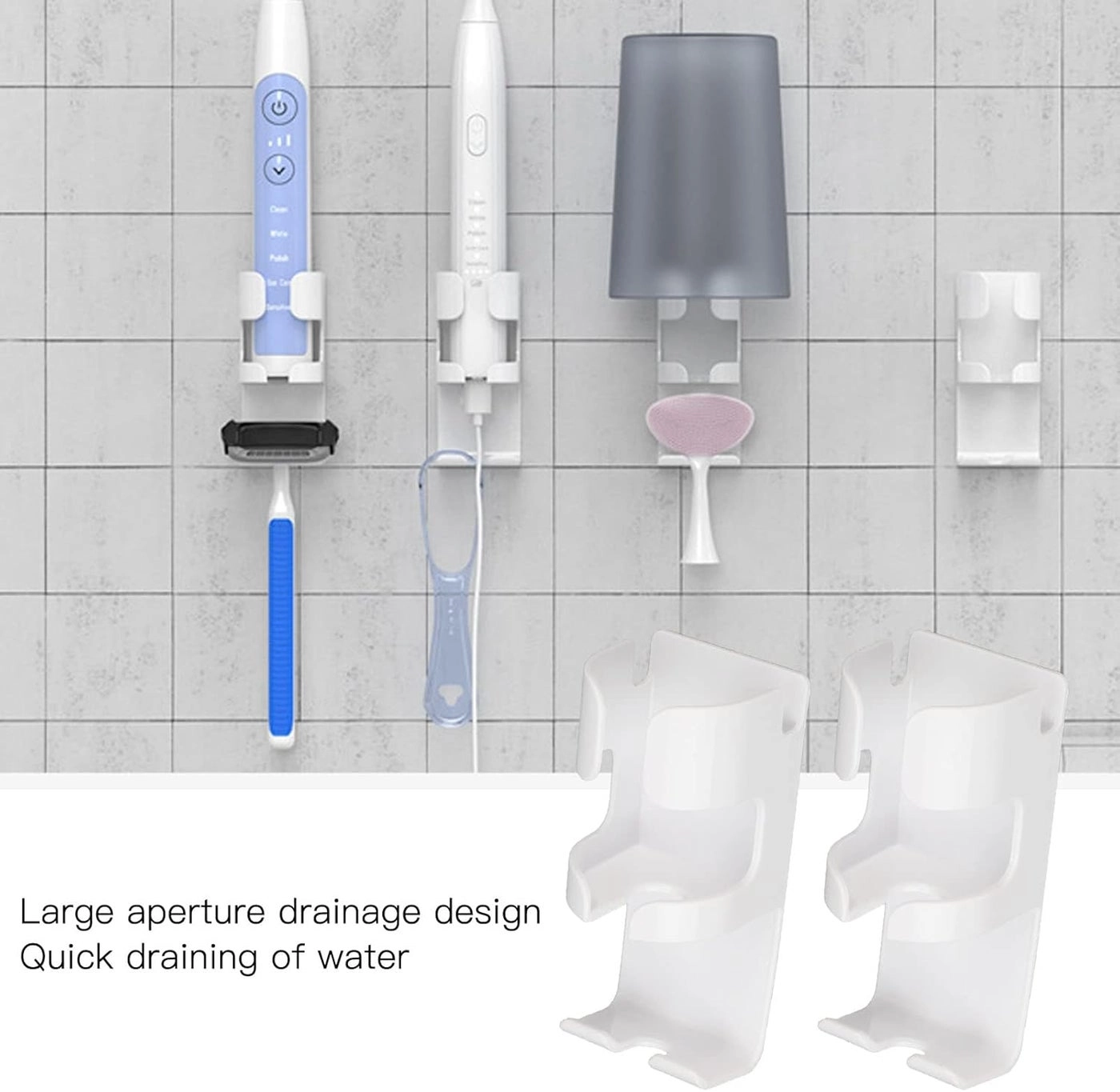 Toothbrush Wall Holder - Wall Mounted 2 Pcs