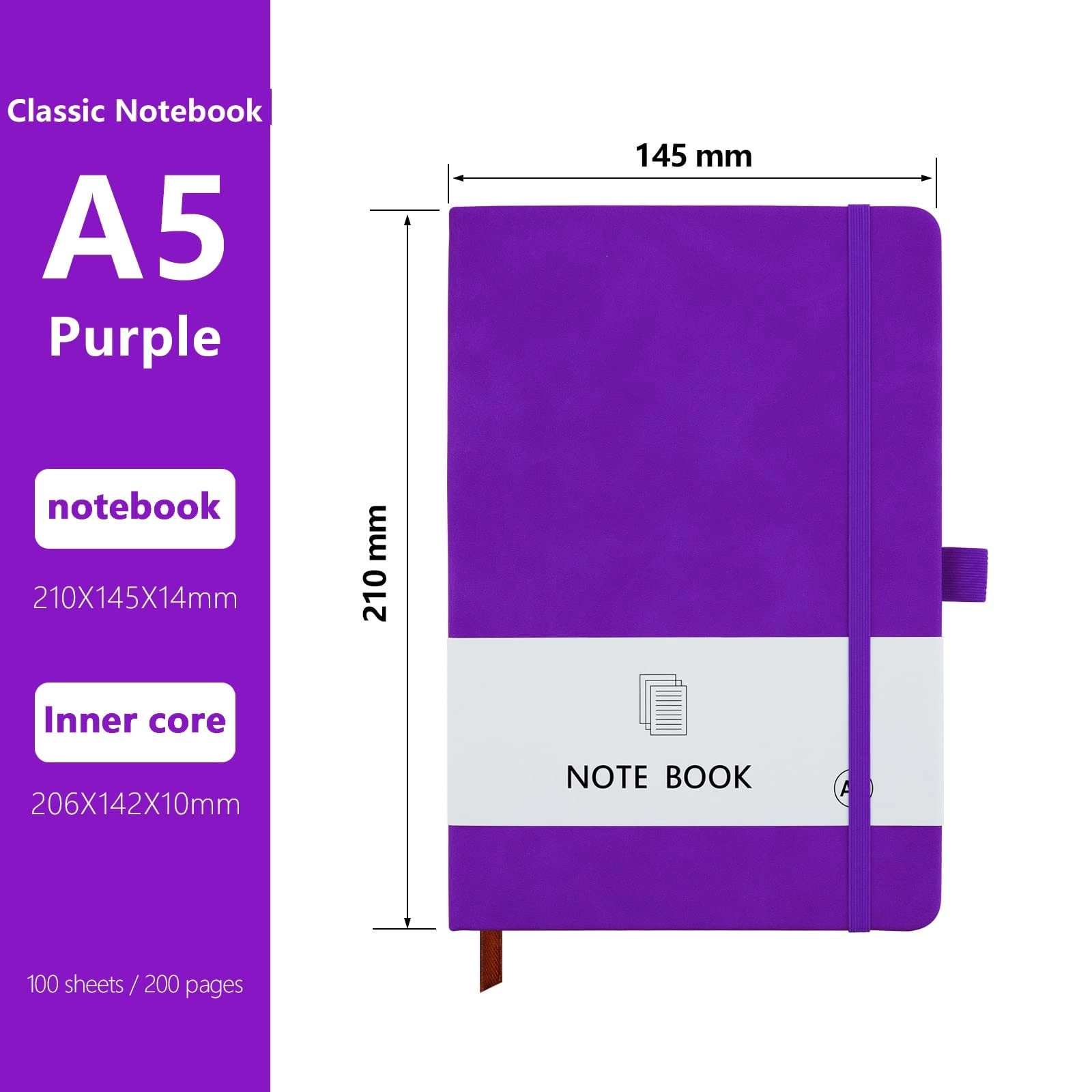 A5 Notebook A5 Hardcover - Lined 100 Sheets