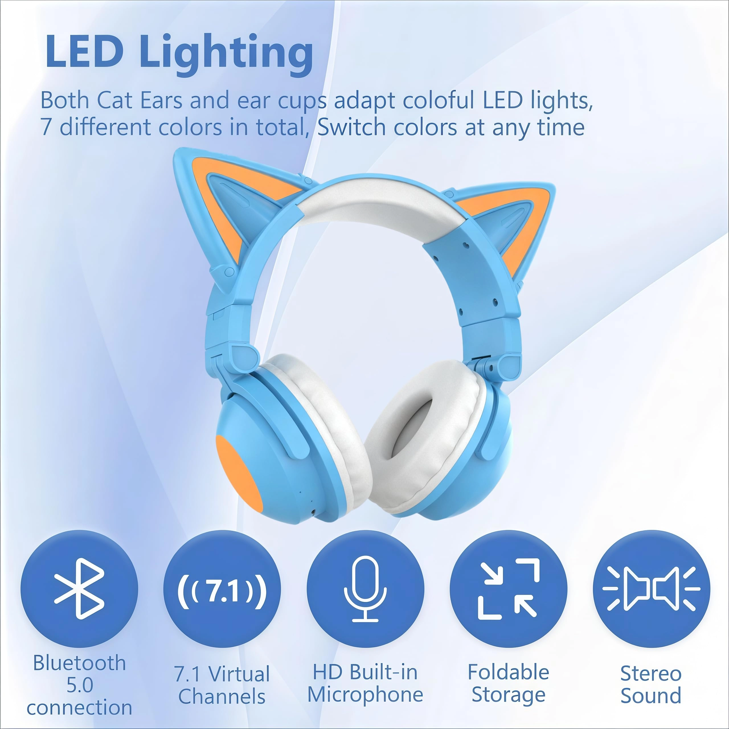Cat Ear Bluetooth Headphones Wireless Headphone