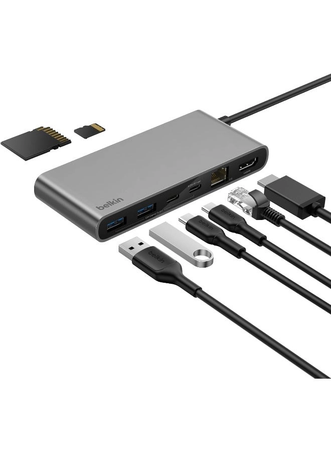 8-In-1 USB-C Multiport Hub Adapter - 100W Power Delivery 4K 60Hz 2.5 Gbps