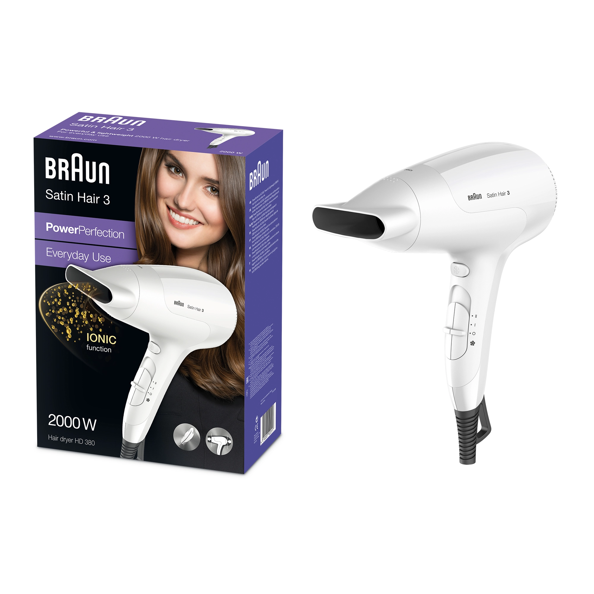 Braun HD380 - Hair Dryer 2000W White