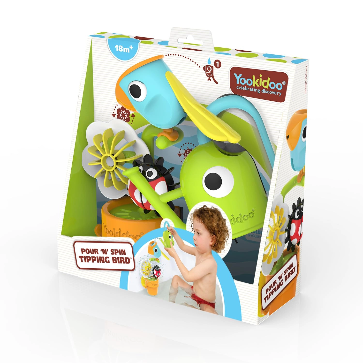 Pour N Spin Tipping Bird - Small Multicolor