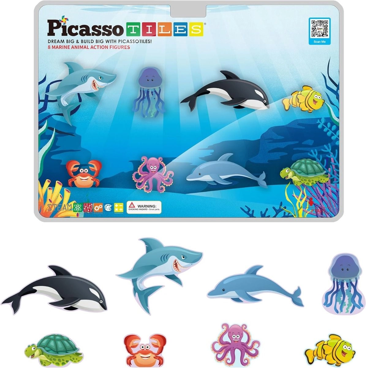 Picasso Magnetic Block Marine Animals - Multi Colour 8 pcs