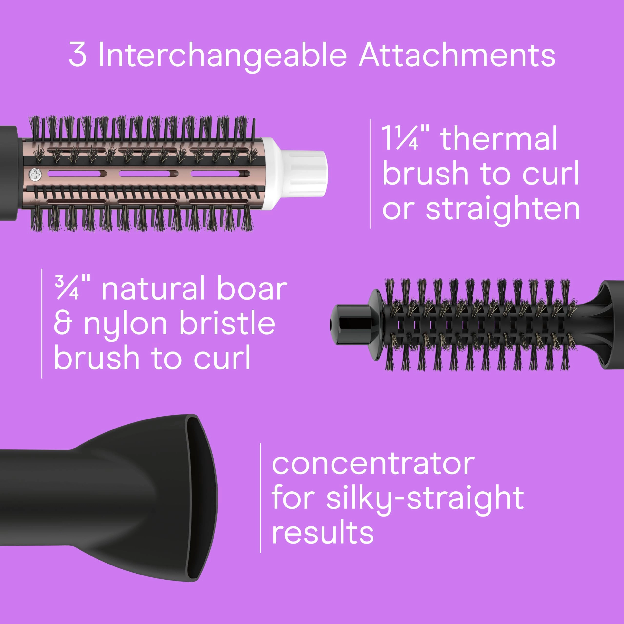 Double Ceramic 3-in-1 Hot Air Brush - 1000W White