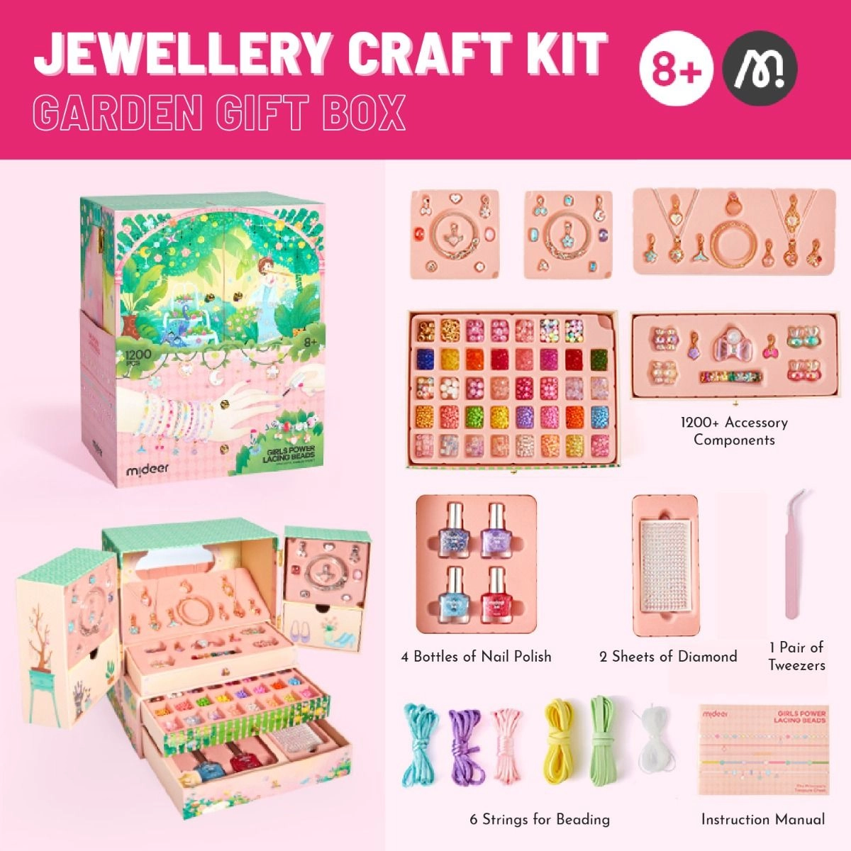 Jewelry Craft Kit - Over 1200 Pieces Multi Colour 8+
