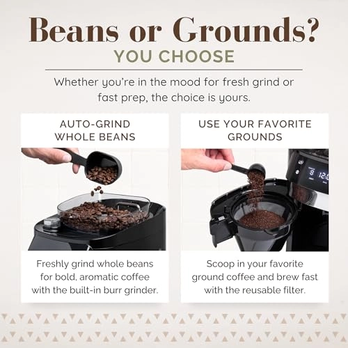 Drip Coffee Maker with Built-In Burr Grinder - 12-Cup Programmable