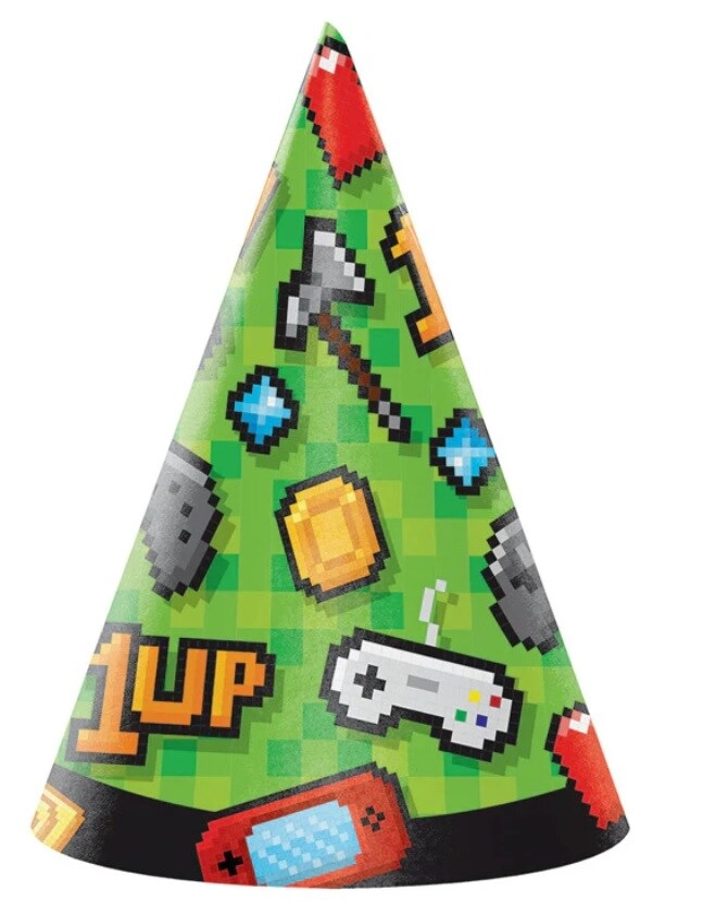 CREATIVE CONVERTING Gaming Party Hat - 15.9cm x 10.79cm Video Game 8CT Child