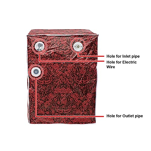 Front Load Washing Machine Cover - Red Flower 60cmsX63cmsX81cms