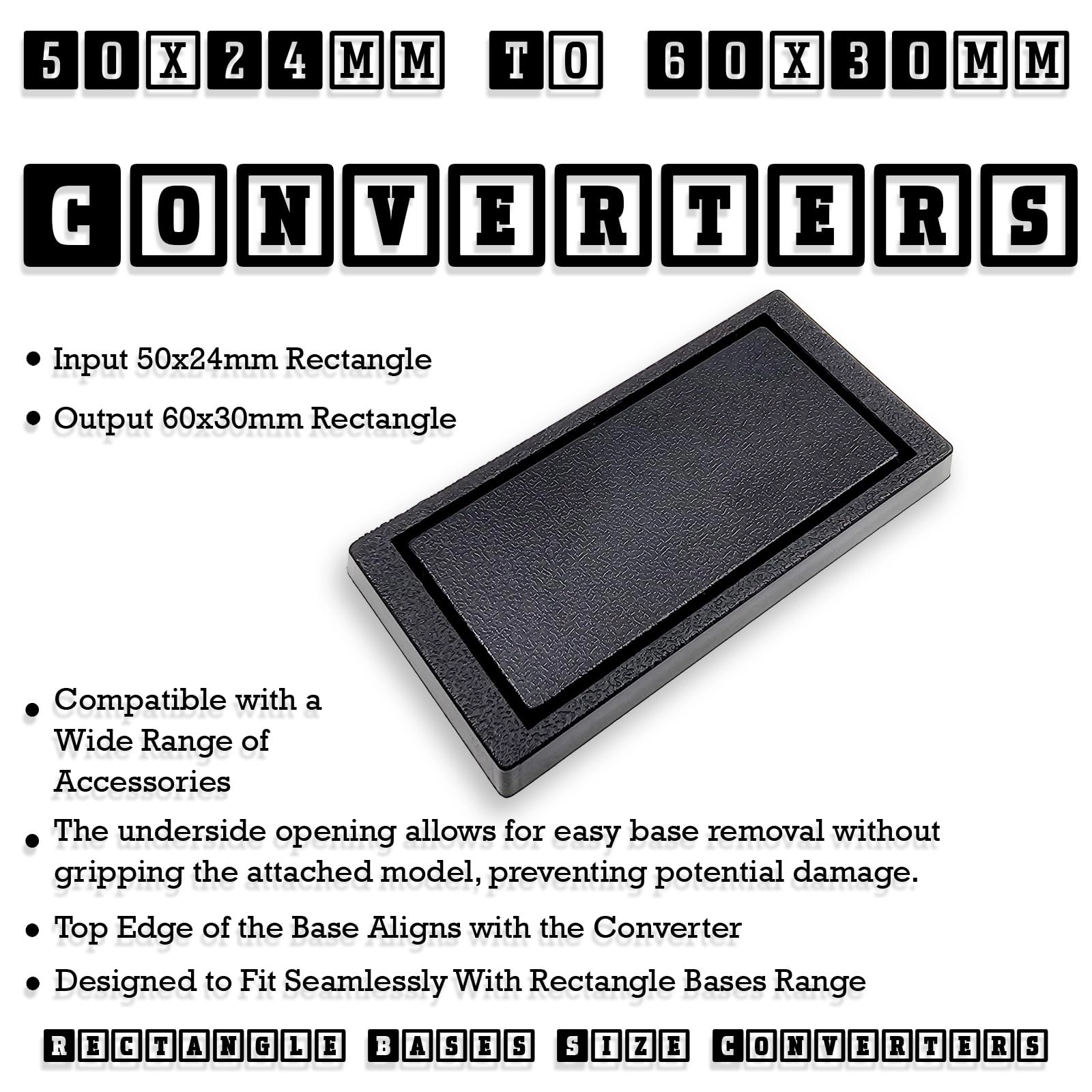 Rectangle Bases Size Converters - 100 pcs