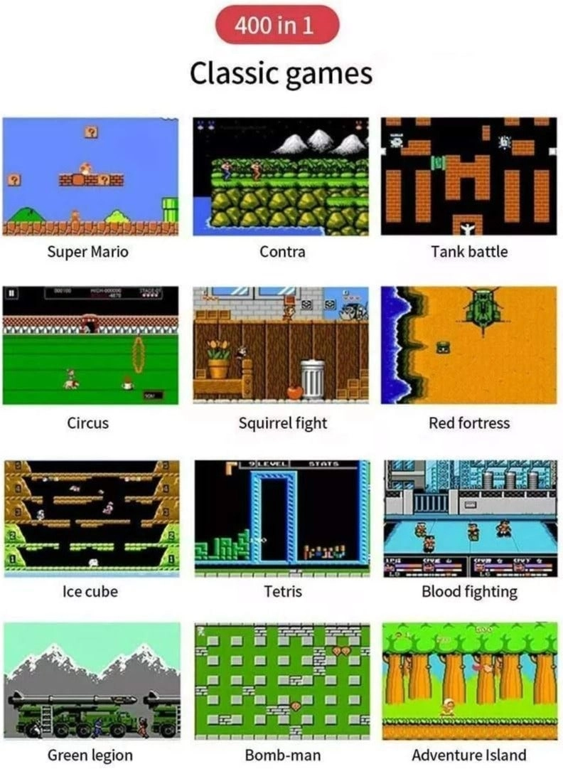 Handheld Game Console - 400 Built-in Games 3-Inch Color Screen Rechargeable Battery