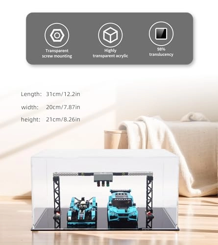 Acrylic Display Case for LEGO 76898 Speed Champions Formula E Panasonic Jaguar Racing GEN2 Jaguar I-PACE