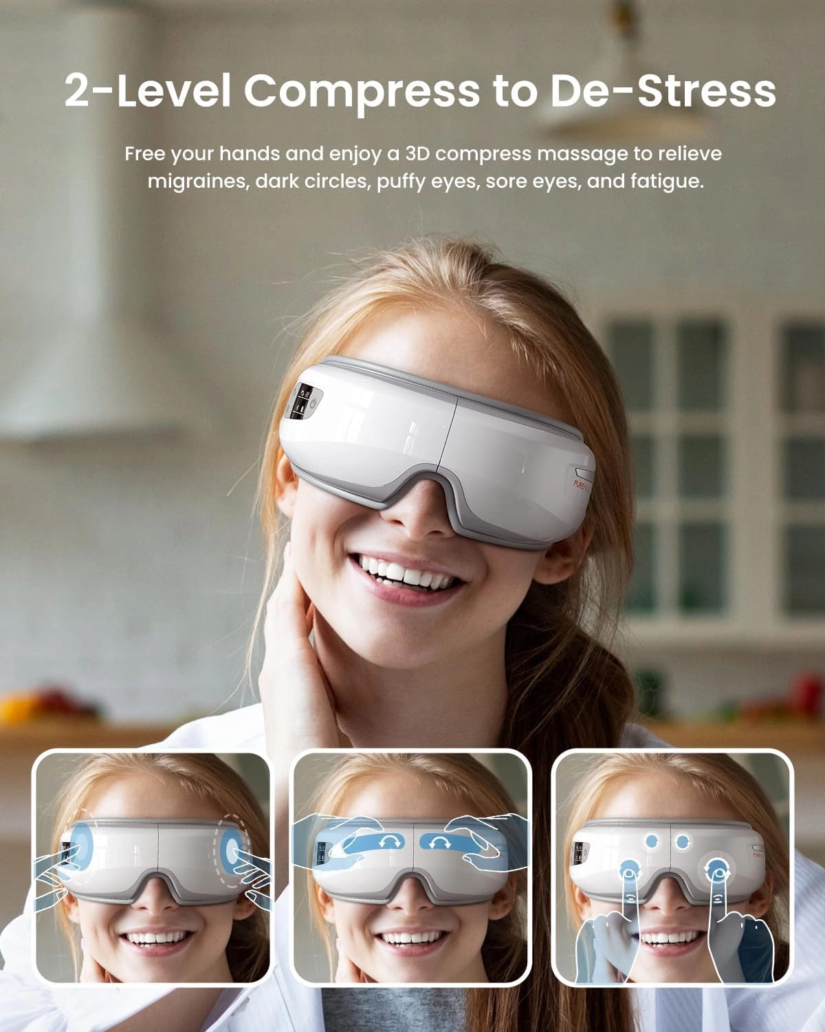 Eye Massager - 2-Level Heat Bluetooth
