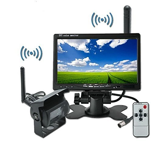 BW Corp Foldable Car Monitor - 7 Inches + Car Backup Camera - Wireless Night Vision 800(H) x RGB x 480(V)