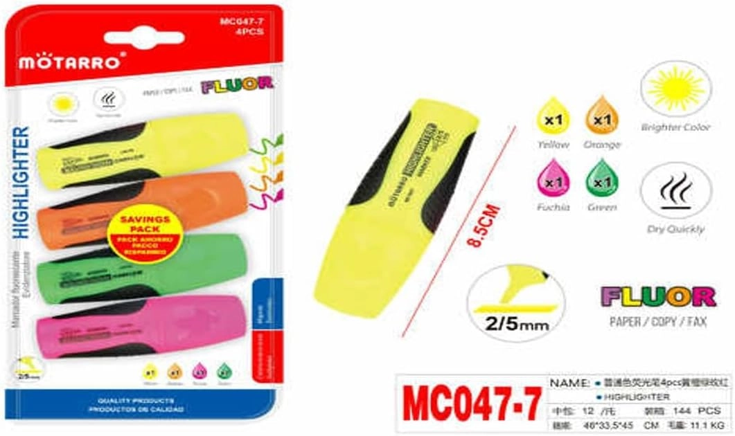 Highlighter Pen - Multicolor soft chisel tips