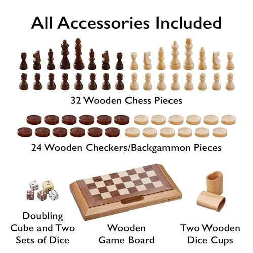 Dutchman 3-in-1 Combo Folding - Chess Checkers Backgammon