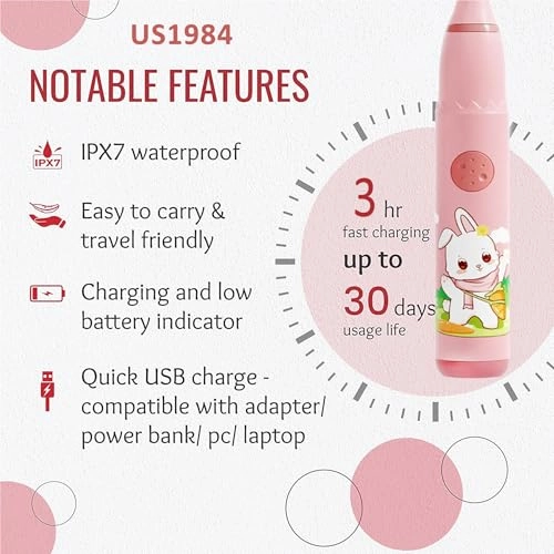 Sonic Electric Toothbrush - 4 Modes 3 Brush Heads Rechargeable