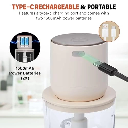 Wireless Food Processor - 0.6 Liters Rechargeable & Portable