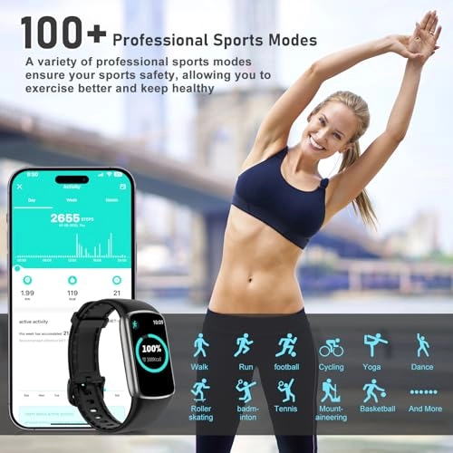 Fitness Tracker - 24/7 Heart Rate Blood Oxygen 1.47'' Waterproof