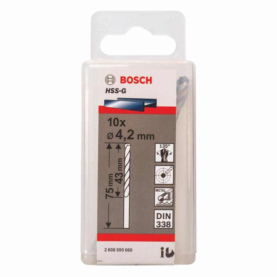 HSS-G Metal Drill Bit - 10 Pc. 0.4 x 4.3 x 7.5 cm