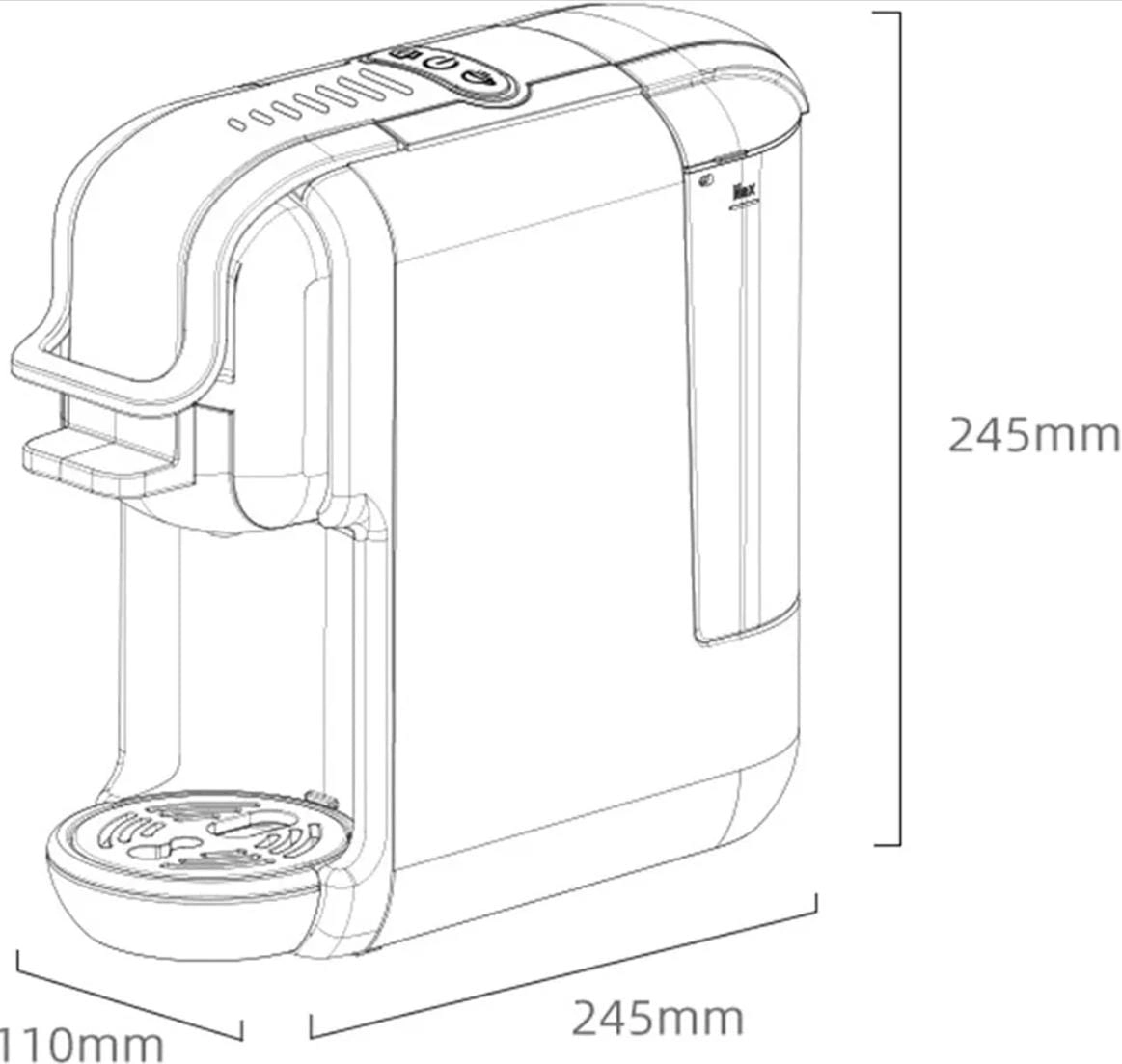 3 in 1 Capsule Coffee Machine - 19 Bar Hot & Cold Compatible with D Series Large Capsules
