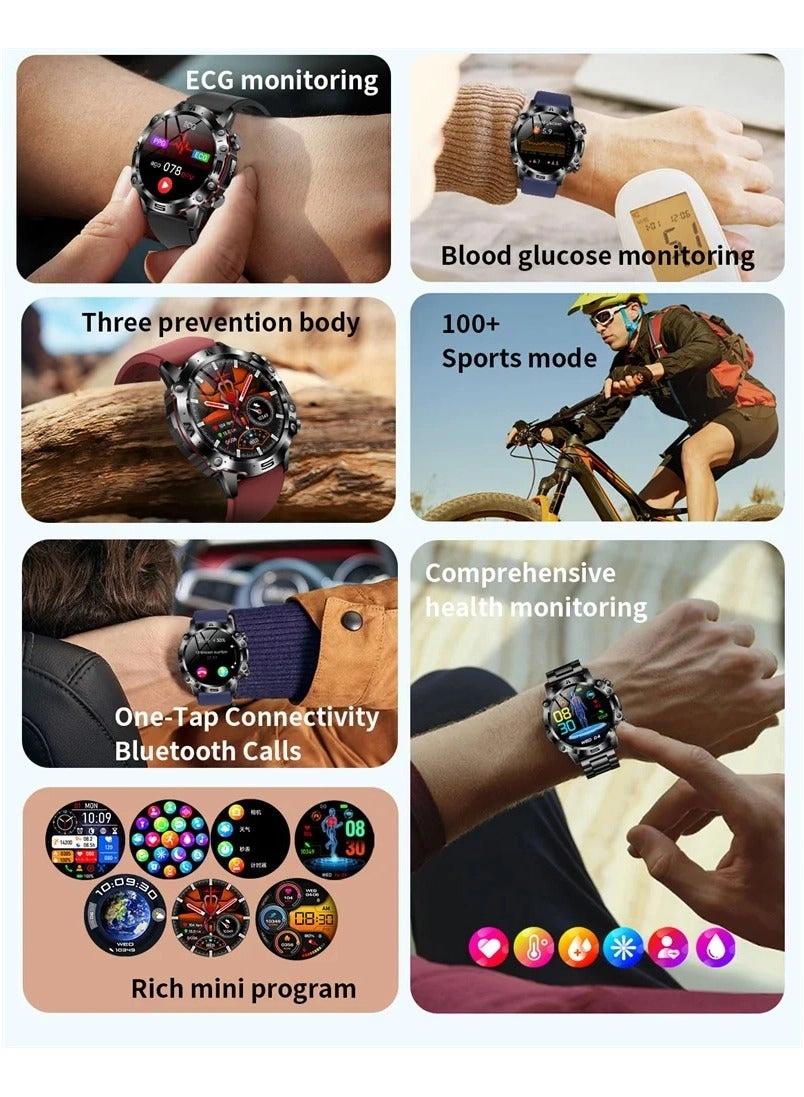 Glucose Monitoring Smart Watch - ECG Bluetooth Call SpO2