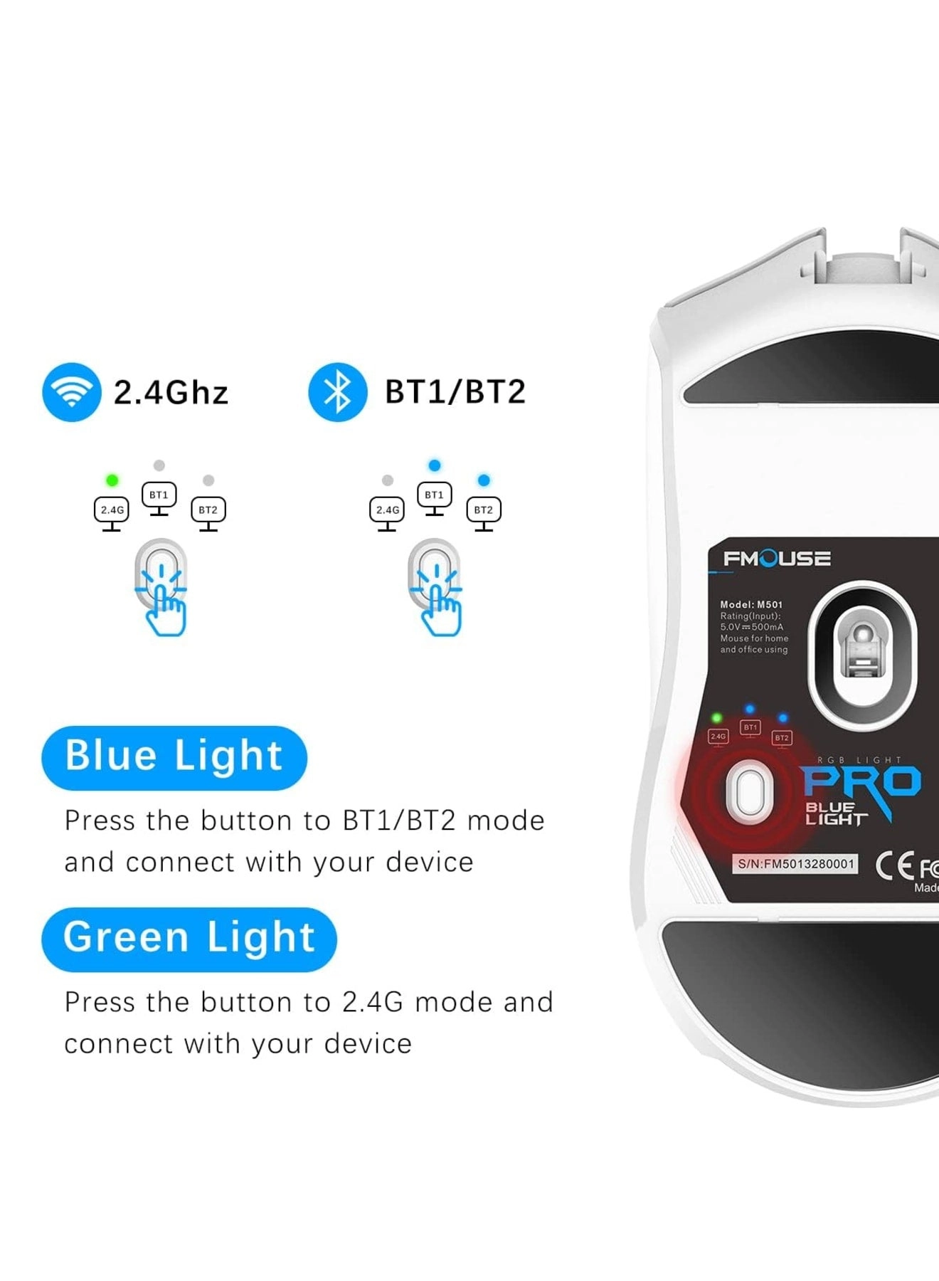 LED Rechargeable Slim Silent Mouse - Wireless