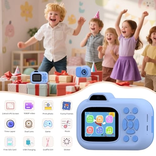 Kids Camera Instant Print - 1080P Dual-Lens