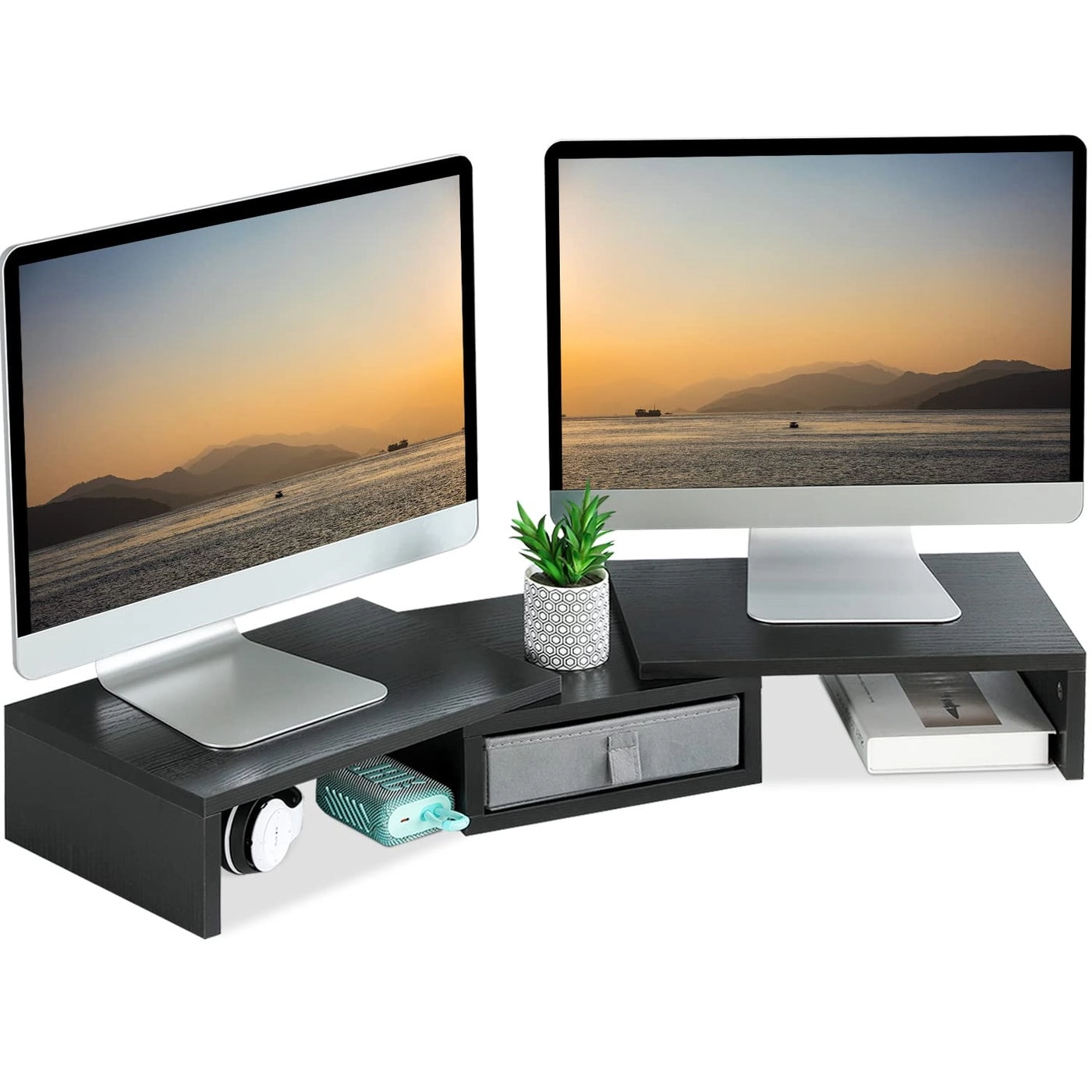 Dual Monitor Stand Riser - 2 Monitors 37 inch