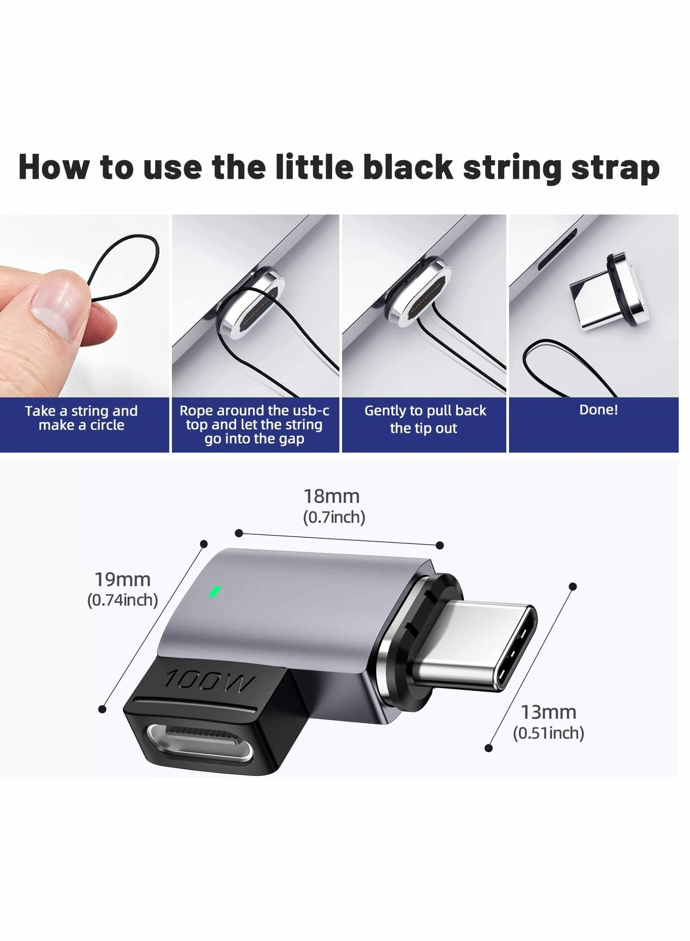 USB C Magnetic Adapter - 100W PD USB2.0 480Mbps