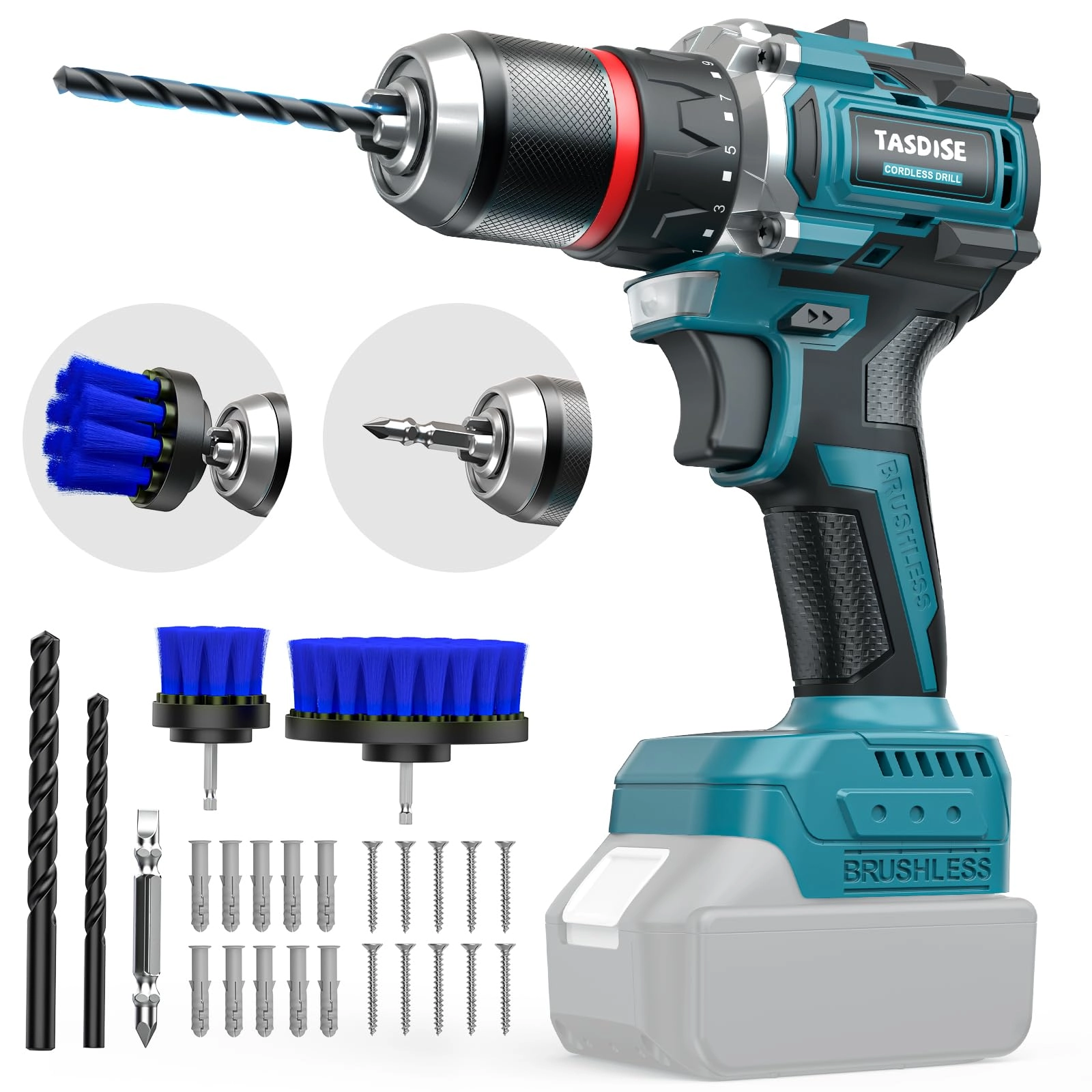 TASDISE Cordless Drill - 18V 50Nm 2-speed