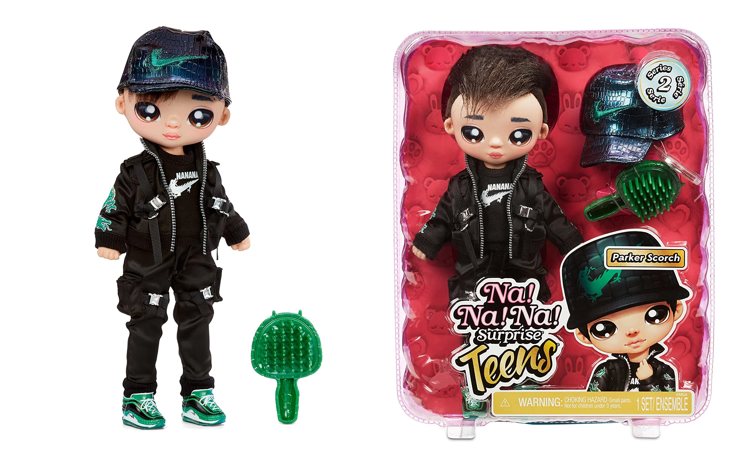 Na! Na! Na! Surprise Parker Scorch Fashion Doll - 11" Soft Posable Black Hair