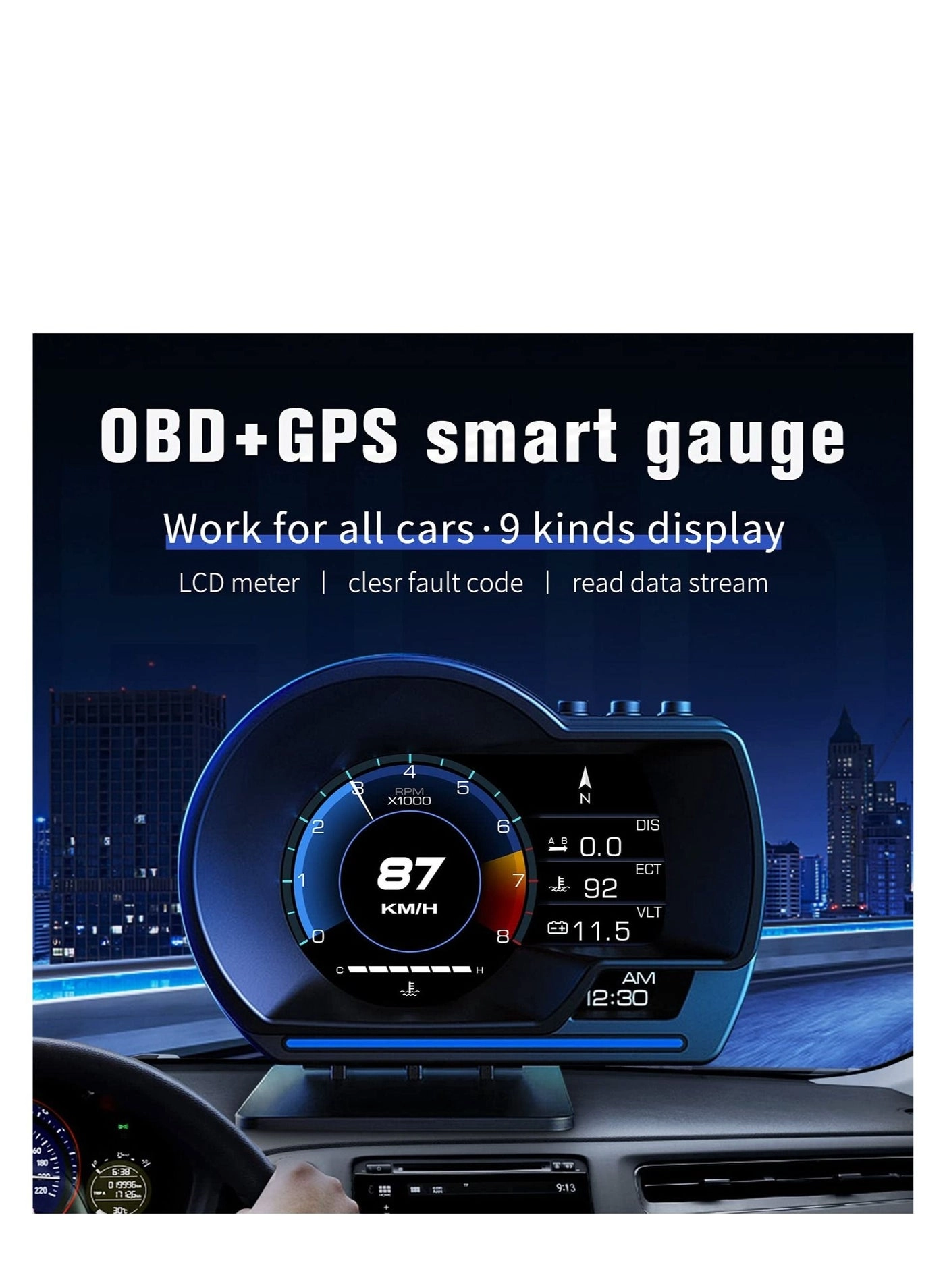 P6 - Car HUD Head Up Display Dual System OBD GPS Speedometer
