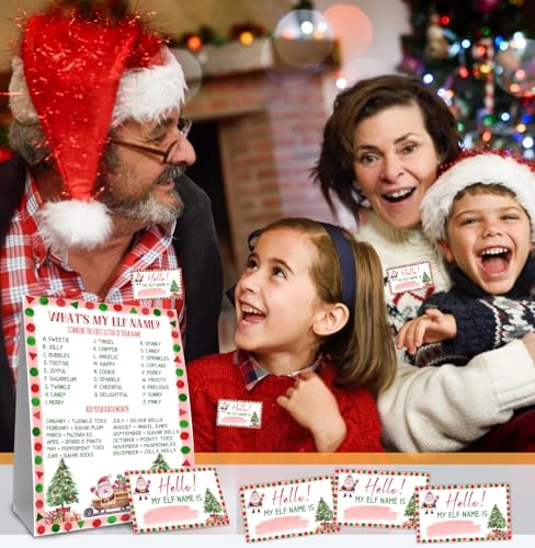 What's Your ELF Name Game - 30 name tag stickers and a sign
