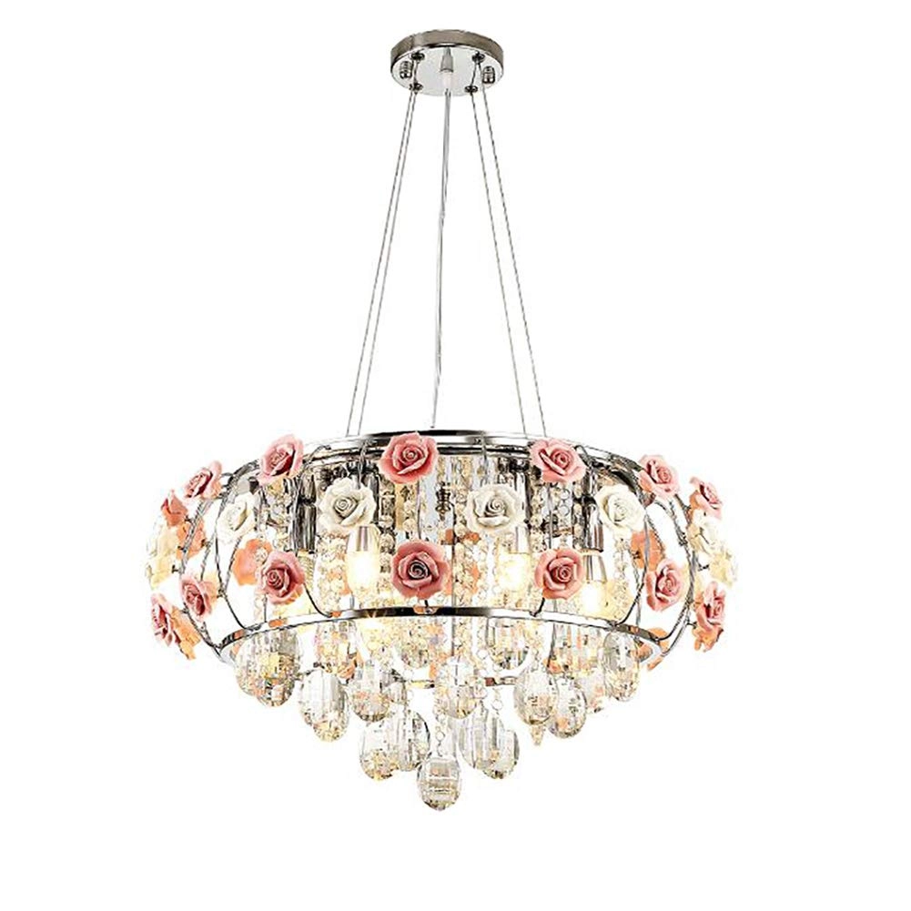 Romantic Rose Crystal Chandelier - Silver 62*38cm