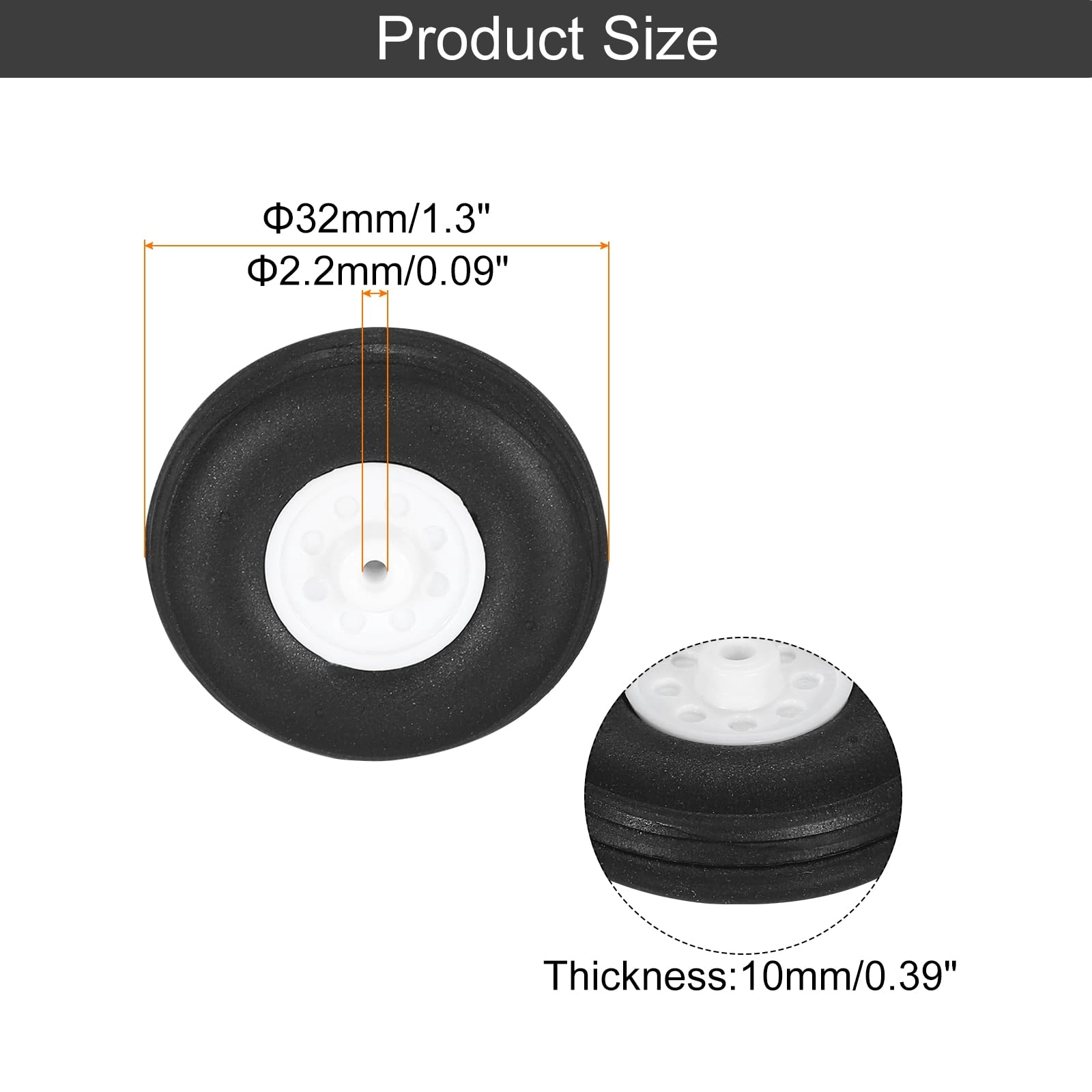 RC Airplane Wheels - 4 Pcs 1.3 Inch PU Sponge