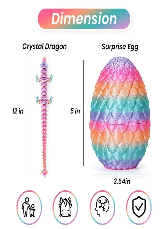 3D Printed Dragon Easter Egg - Mystery Crystal Articulated Fidget Toy Surprise Prefilled