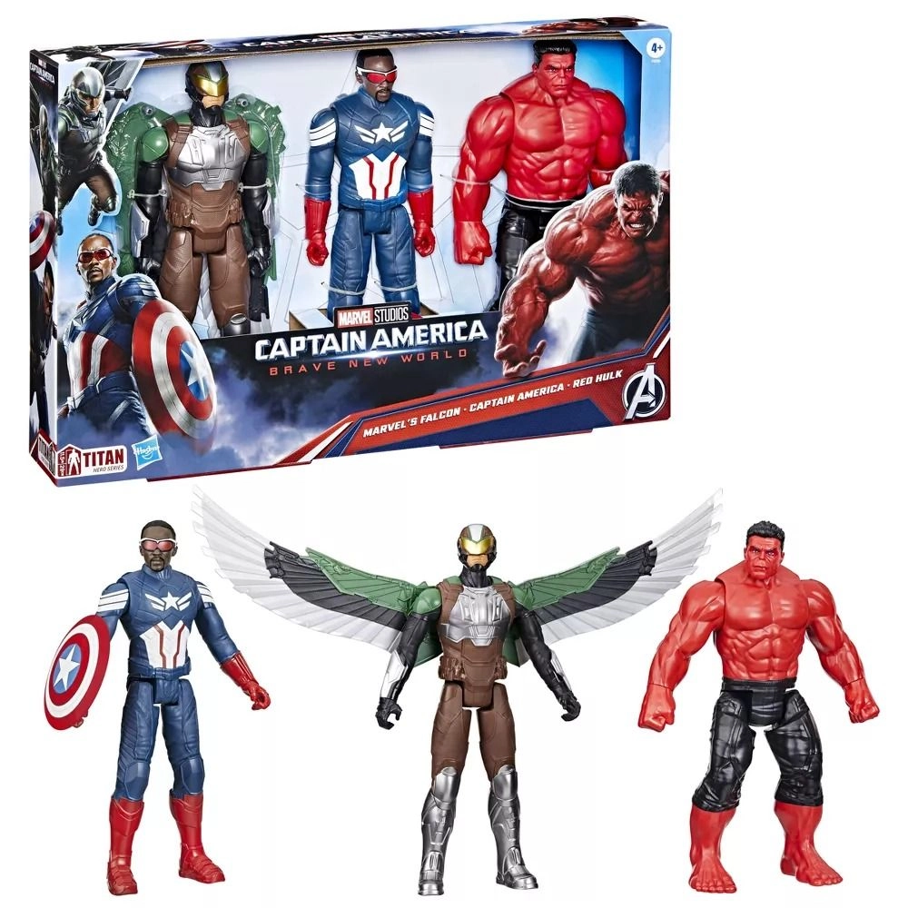 Captain America Brave New World Titan Hero Series - Marvel's Falcon + Captain America + Red Hulk (F92955L00) 3 pcs