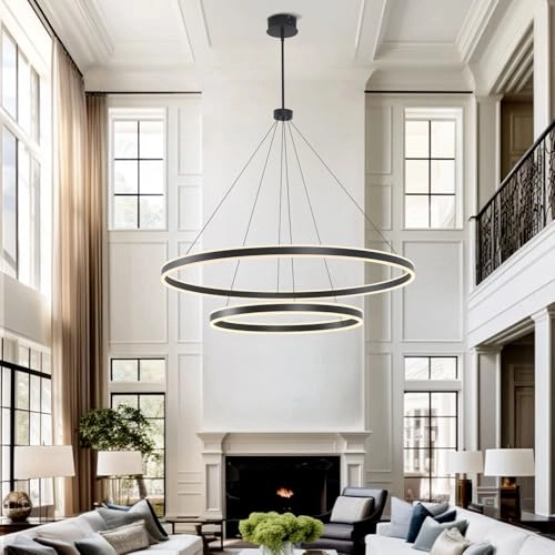 2 Lights Rings Chandelier - Adjustable Color Temperature Dimmable